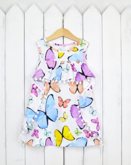 Платье (бабочки) | Артикул: С91/1-К | Детская одежда оптом от «Бэби-Бум»