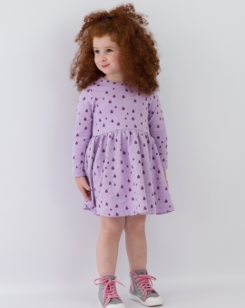 Платье (капли на лиловом меланже) | Артикул: С129/10-Ф | Детская одежда от «Бэби-Бум»
