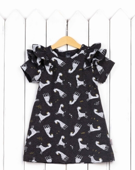 Платье (с коротким рукавом/жирафы) | Артикул: С158/1-К | Детская одежда оптом от «Бэби-Бум»