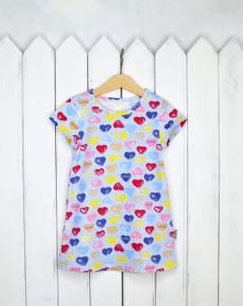 Платье (сердечки на джинсе) | Артикул: С60/3-К | Детская одежда оптом от «Бэби-Бум»