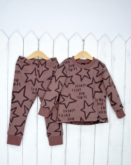 Комплект (звёзды/коричнево-лиловый) | Артикул: КД336/3-Ф | Детская одежда оптом от «Бэби-Бум»