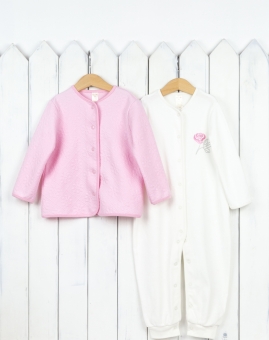 Комплект д/д "Роза" (розовый) | Артикул: КД77/1 | Детская одежда оптом от «Бэби-Бум»