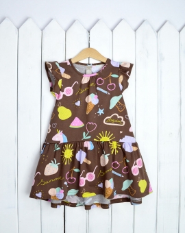 Платье "Эскимо на коричневом" | Артикул: С121/4-К | Детская одежда оптом от «Бэби-Бум»