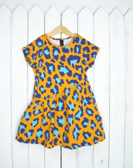 Платье (леопард на оранжевом) | Артикул: С132/1-К | Детская одежда оптом от «Бэби-Бум»