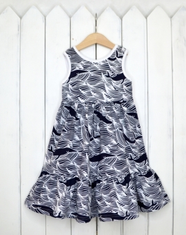 Платье (киты, цвет тёмно-синий) | Артикул: С85/1-К | Детская одежда оптом от «Бэби-Бум»