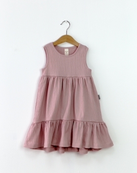 Платье (жатая кулирка/розовая пудра) | Артикул: С161/2-К | Детская одежда оптом от «Бэби-Бум»