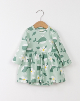 Боди платье (киты и цветы) | Артикул: Б129/1-И | Детская одежда оптом от «Бэби-Бум»