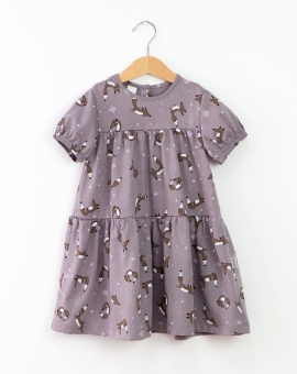Платье (лисички/короткий рукав) | Артикул: С186/1-Ф | Детская одежда оптом от «Бэби-Бум»