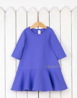 Платье (футер, цвет  Very  peri) | Артикул: С188/3-Ф | Детская одежда оптом от «Бэби-Бум»