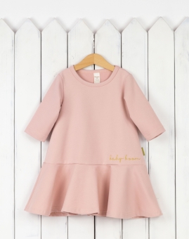 Платье (футер, цвет  светлая пудра) | Артикул: С188/4-Ф | Детская одежда оптом от «Бэби-Бум»