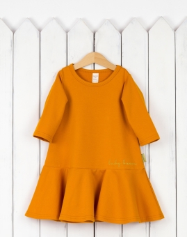 Платье (футер, цвет  тыква) | Артикул: С188/6-Ф | Детская одежда оптом от «Бэби-Бум»