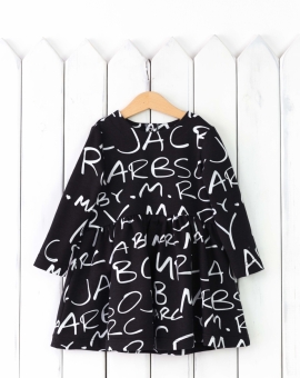 Платье(буквы на черном) | Артикул: С129/22-Ф | Детская одежда оптом от «Бэби-Бум»