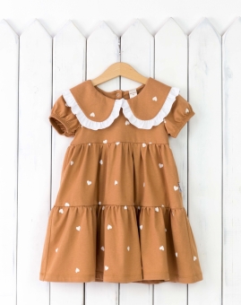 Платье (сердечки на загаре) | Артикул: С198/1-К-Б | Детская одежда оптом от «Бэби-Бум»