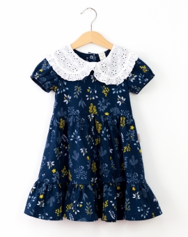 Платье (веточки на синем) | Артикул: С204/1-К-М | Детская одежда оптом от «Бэби-Бум»
