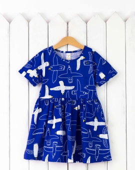 Платье (чайки на синем) | Артикул: С156/16-К | Детская одежда оптом от «Бэби-Бум»
