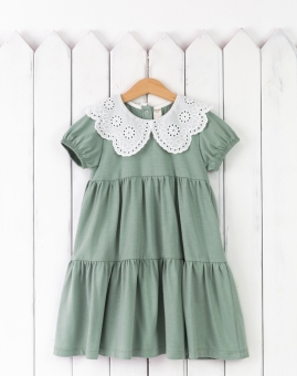 Платье с воротником (холодная мята) | Артикул: С206/5-К | Детская одежда от «Бэби-Бум»