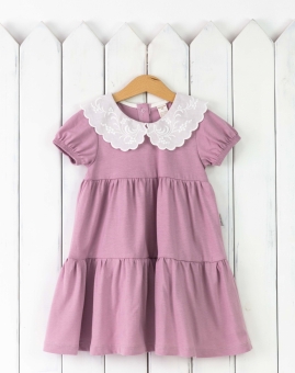 Платье с воротником (пыльно-лиловый) | Артикул: С206/7-К | Детская одежда от «Бэби-Бум»