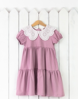 Платье с воротником (пыльно-лиловый) | Артикул: С206/8-К | Детская одежда от «Бэби-Бум»