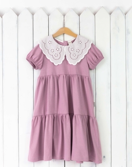 Платье с воротником (пыльно-лиловый) | Артикул: С206/9-К | Детская одежда от «Бэби-Бум»