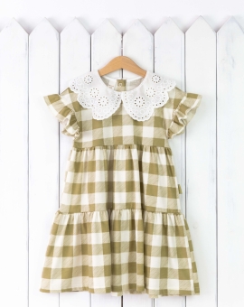 Платье (клетка Виши/вяз-молоко) | Артикул: С208/2-К | Детская одежда от «Бэби-Бум»