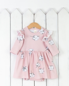Боди-платье (хлопок на розовом) | Артикул: Б131/1-И | Детская одежда оптом от «Бэби-Бум»