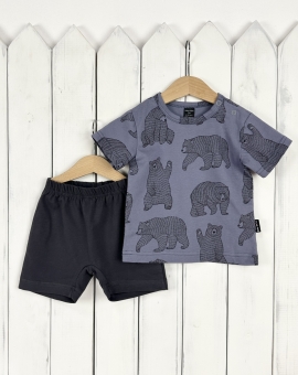 Комплект (медведи на сером) | Артикул: КД471/1-К | Детская одежда оптом от «Бэби-Бум»