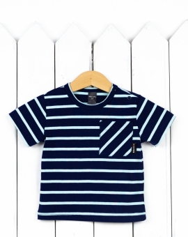 Футболка (мятная полоска на синем) | Артикул: Ф117/1-К | Детская одежда оптом от «Бэби-Бум»
