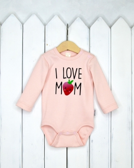Боди (персик/I Love Mom) | Артикул: Б81/3-И | Детская одежда оптом от «Бэби-Бум»